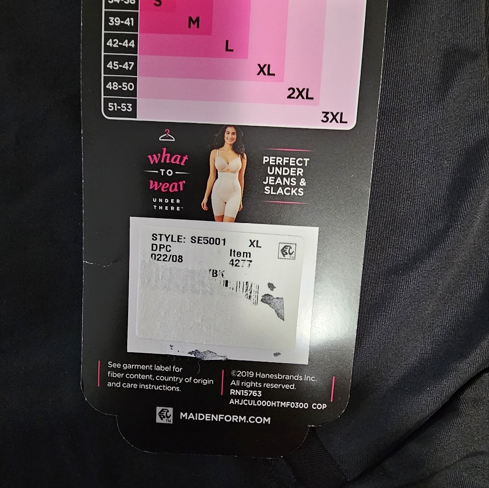 MAIDENFORM SELF EXPRESSIONS Women's Shapewear Black XL NWT - Picture 7 of 7